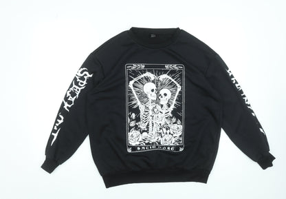 SHEIN Women's Black Skeleton Graphic Pullover Sweatshirt XS