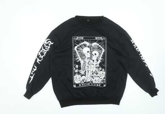 SHEIN Women's Black Skeleton Graphic Pullover Sweatshirt XS