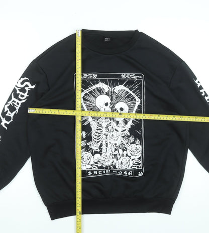 SHEIN Women's Black Skeleton Graphic Pullover Sweatshirt XS