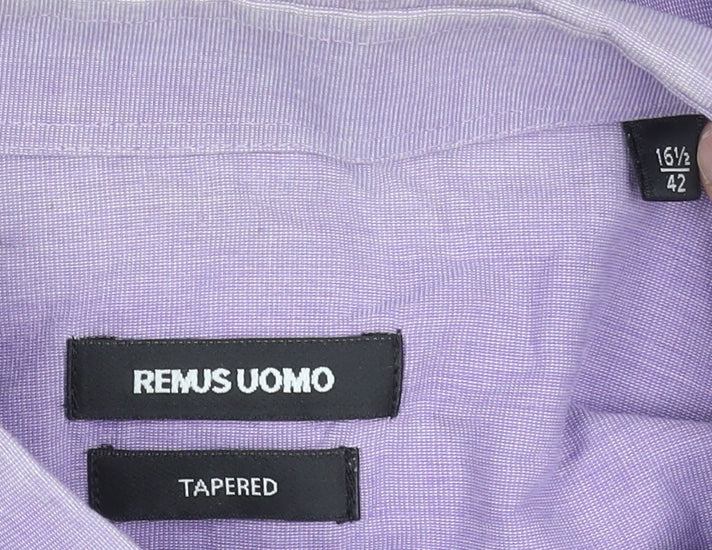 Mens UK Collar Size 16.5 Remus Uomo Smart Purple  Dress Shirt