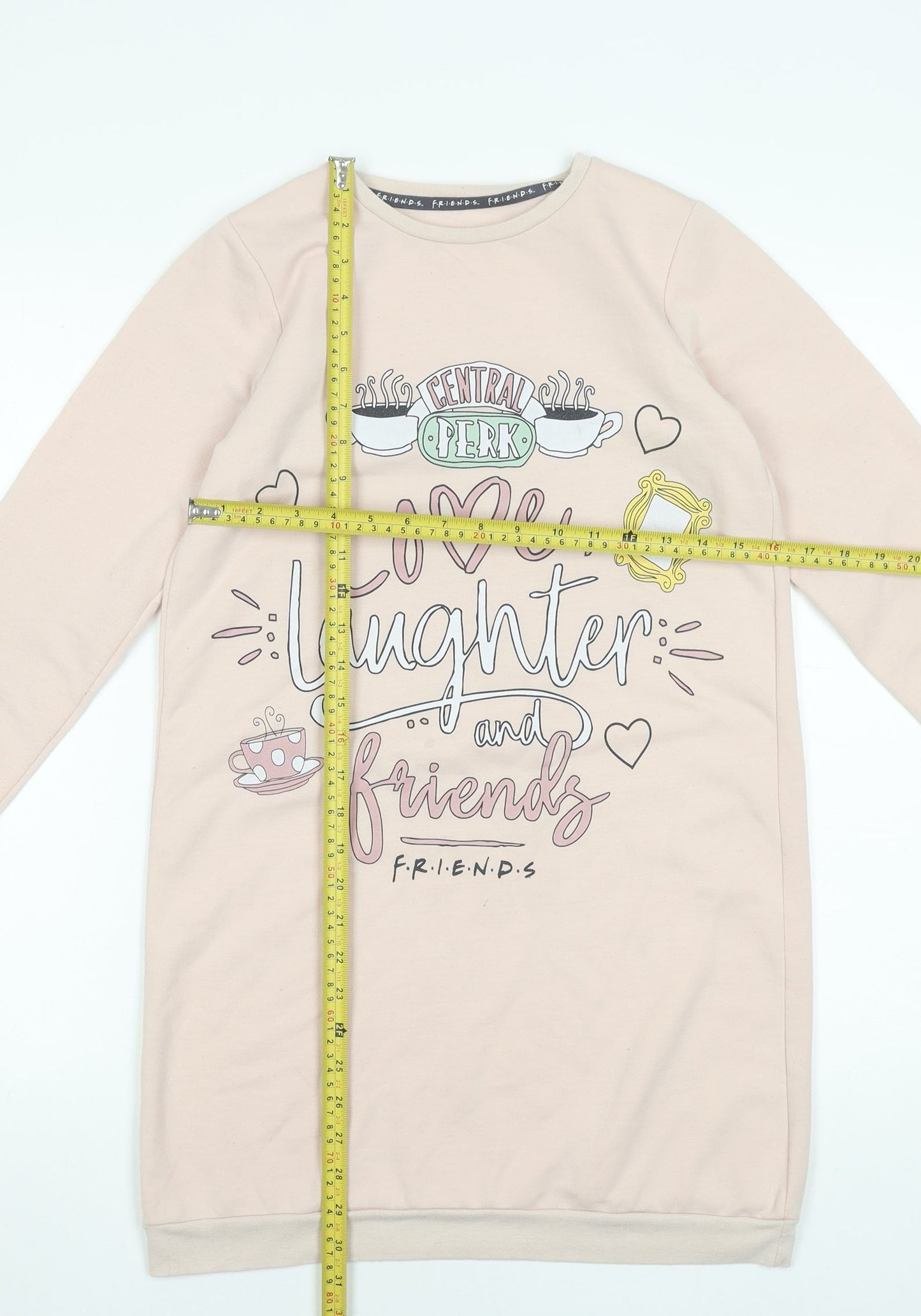 George Girls Beige Friends Graphic Long Sleeve T-Shirt Dress 12-13 Years
