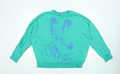 Disney Pluto Green Sweatshirt by George Women L 16-18 Cotton Graphic