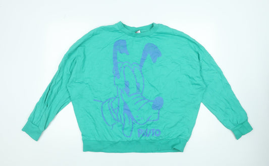 Disney Pluto Green Sweatshirt by George Women L 16-18 Cotton Graphic