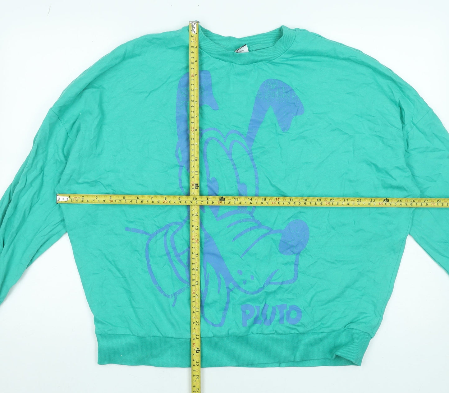 Disney Pluto Green Sweatshirt by George Women L 16-18 Cotton Graphic