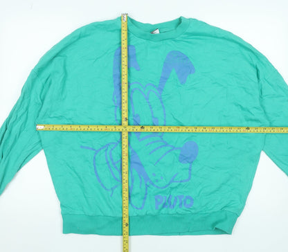 Disney Pluto Green Sweatshirt by George Women L 16-18 Cotton Graphic
