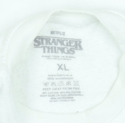 Brand Alliance Boys White Stranger Things XL Pullover Fleece Sweatshirt