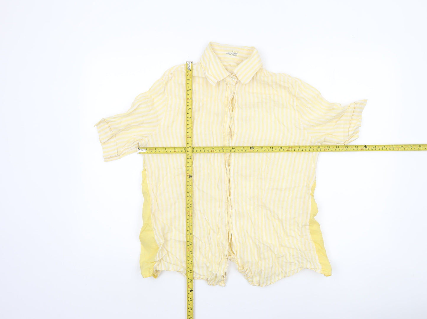 Womens UK Size 12 Van Laack Yellow Basic Button-Up