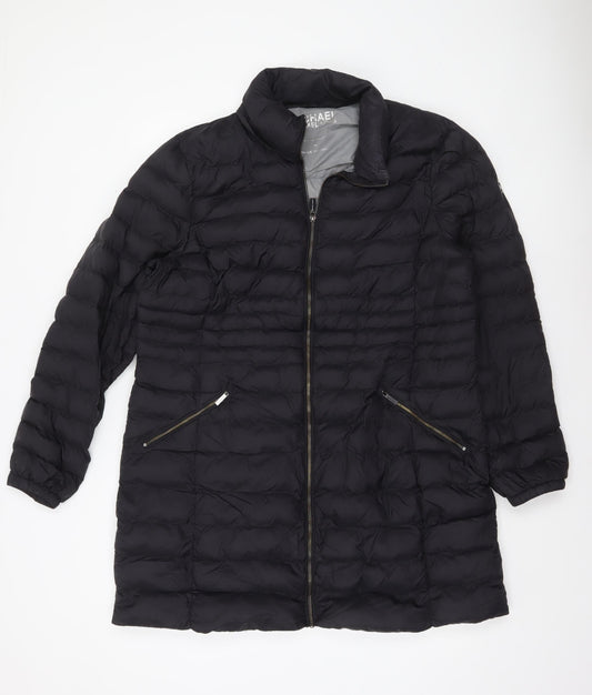 Michael Kors Womens Black XL Long Puffer Coat Zip Winter Jacket