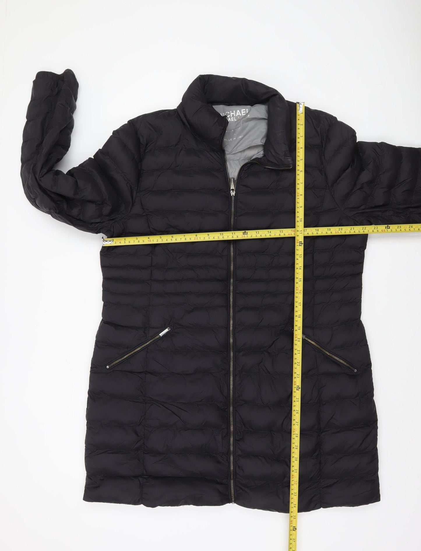 Michael Kors Womens Black XL Long Puffer Coat Zip Winter Jacket