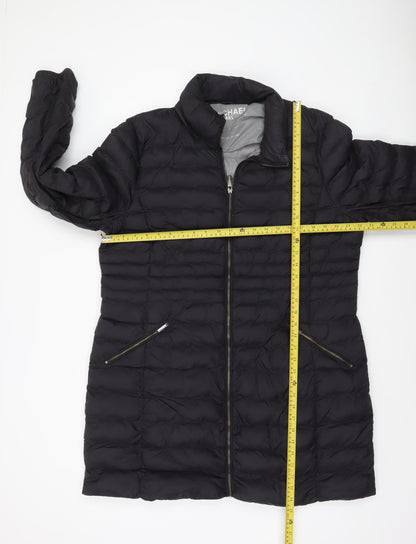 Michael Kors Womens Black XL Long Puffer Coat Zip Winter Jacket