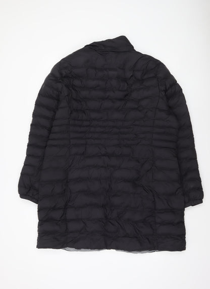 Michael Kors Womens Black XL Long Puffer Coat Zip Winter Jacket