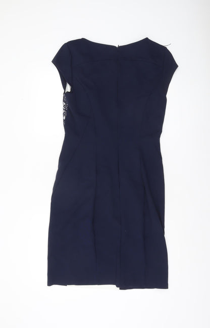 Betty Barclay Women Blue White Colourblock Lace Bodycon Dress Size 14