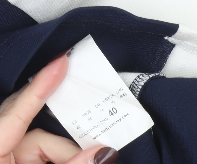 Betty Barclay Women Blue White Colourblock Lace Bodycon Dress Size 14