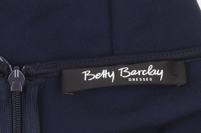 Betty Barclay Women Blue White Colourblock Lace Bodycon Dress Size 14