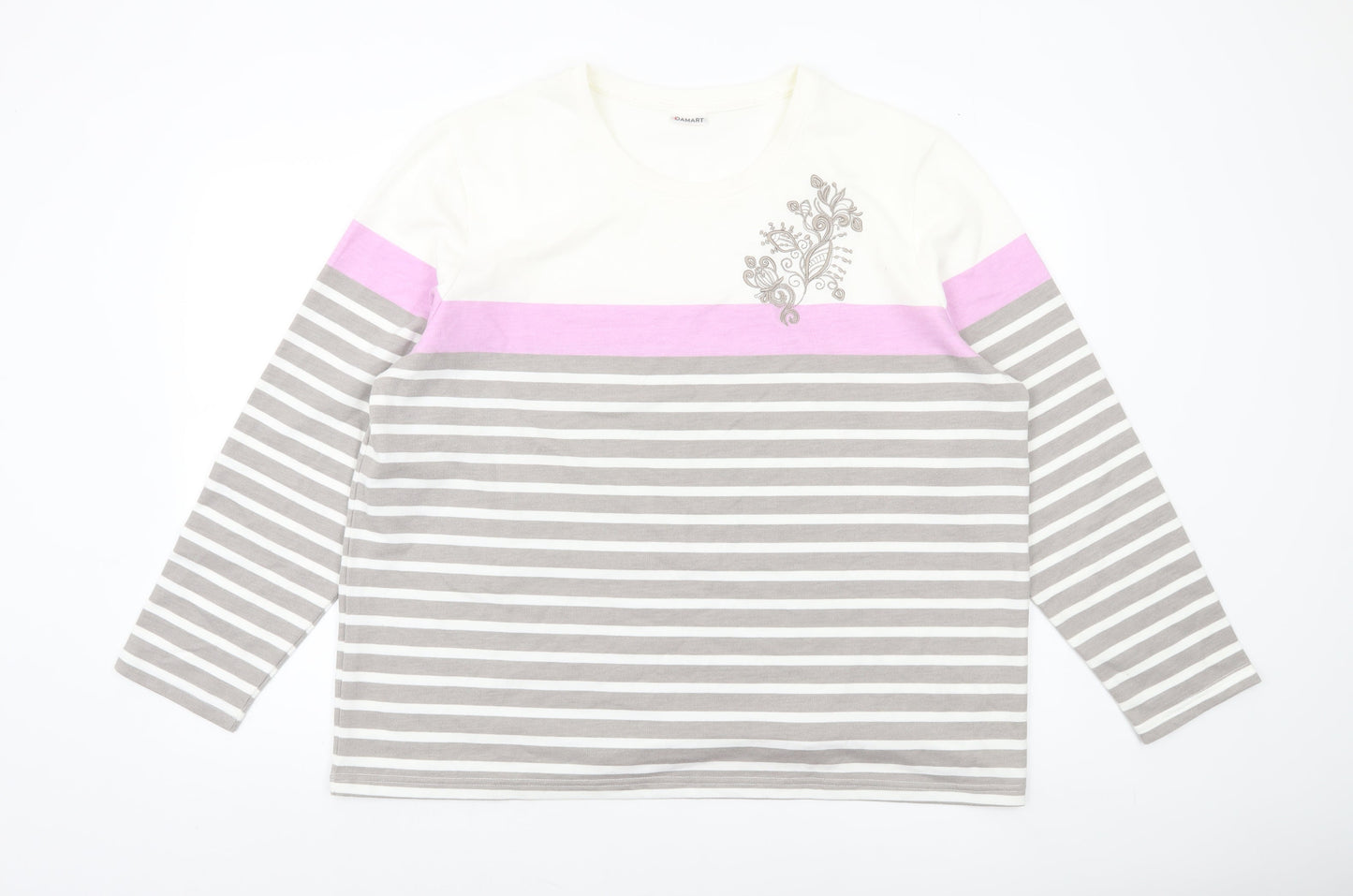 Damart Women’s Multicoloured Striped Long Sleeve T-Shirt Size 22