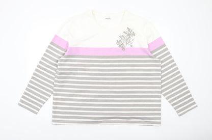 Damart Women’s Multicoloured Striped Long Sleeve T-Shirt Size 22