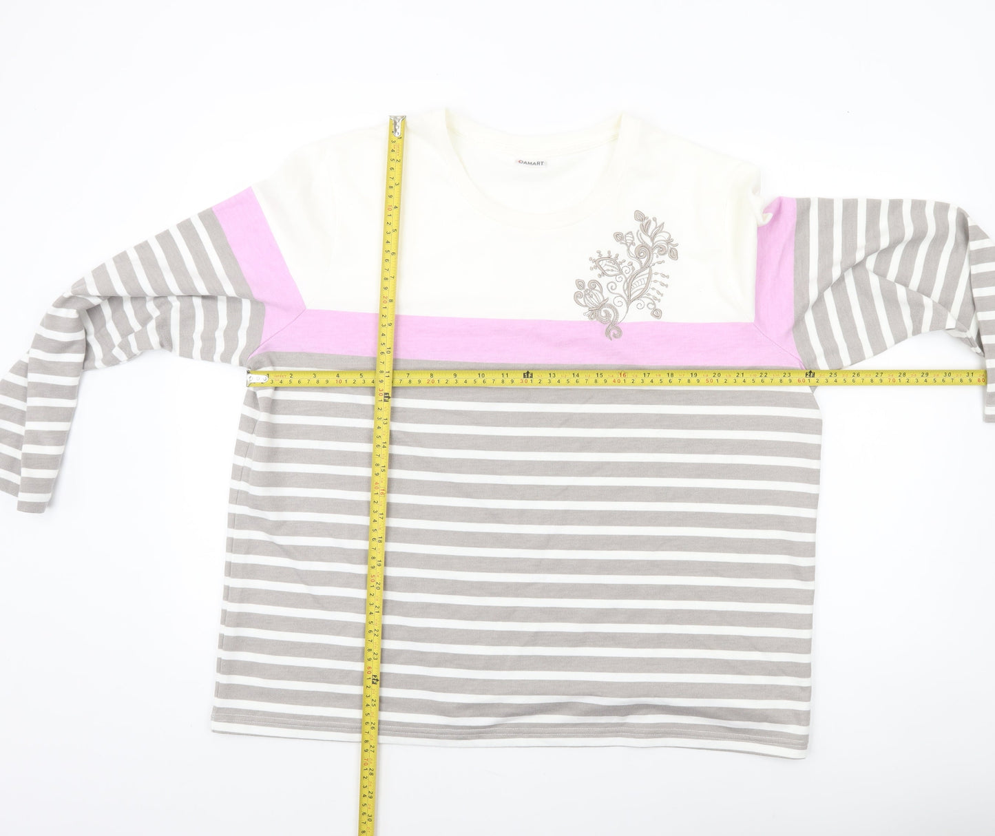 Damart Women’s Multicoloured Striped Long Sleeve T-Shirt Size 22