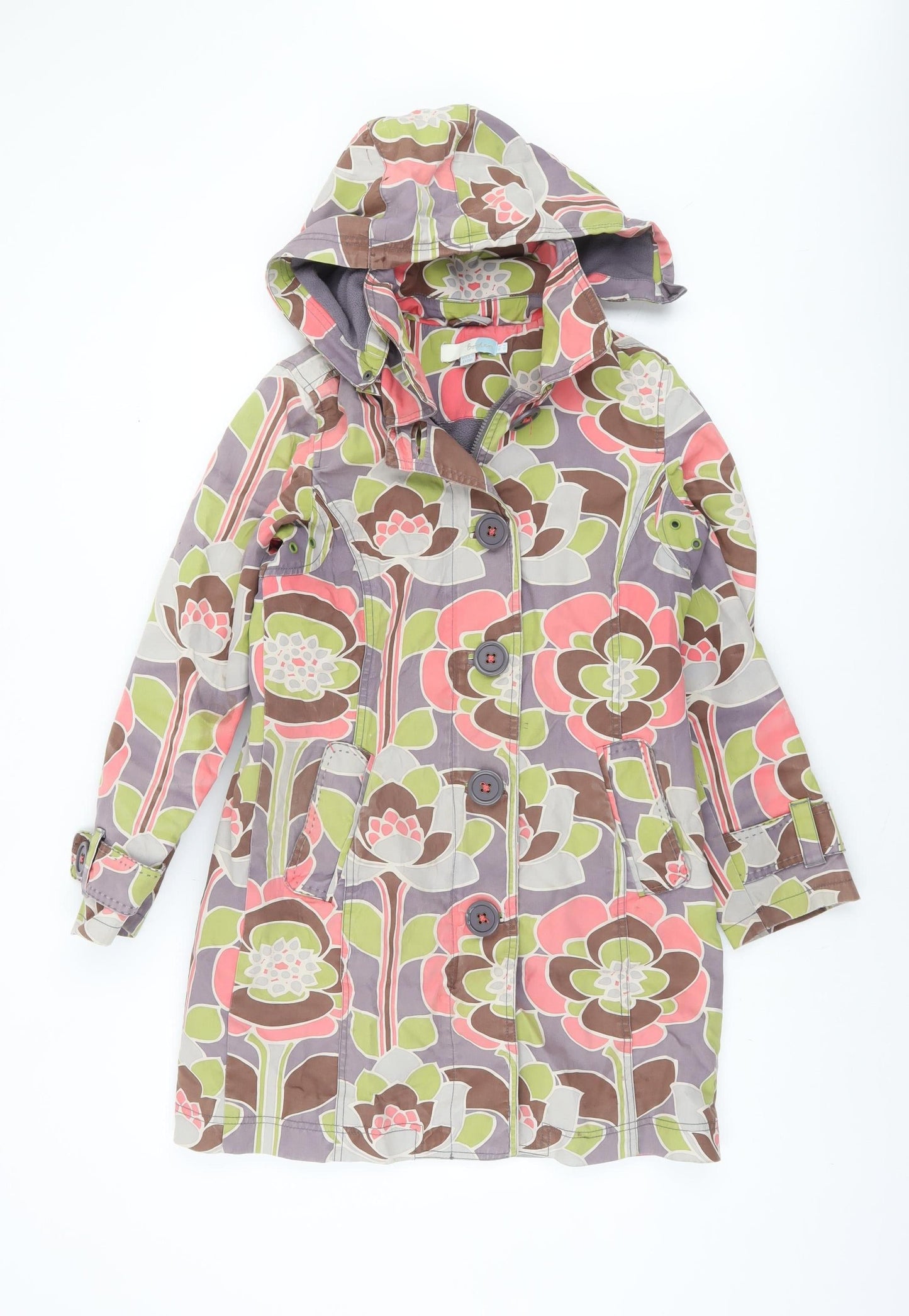 Boden Women’s Multicoloured Floral Hooded Rain Coat UK 8