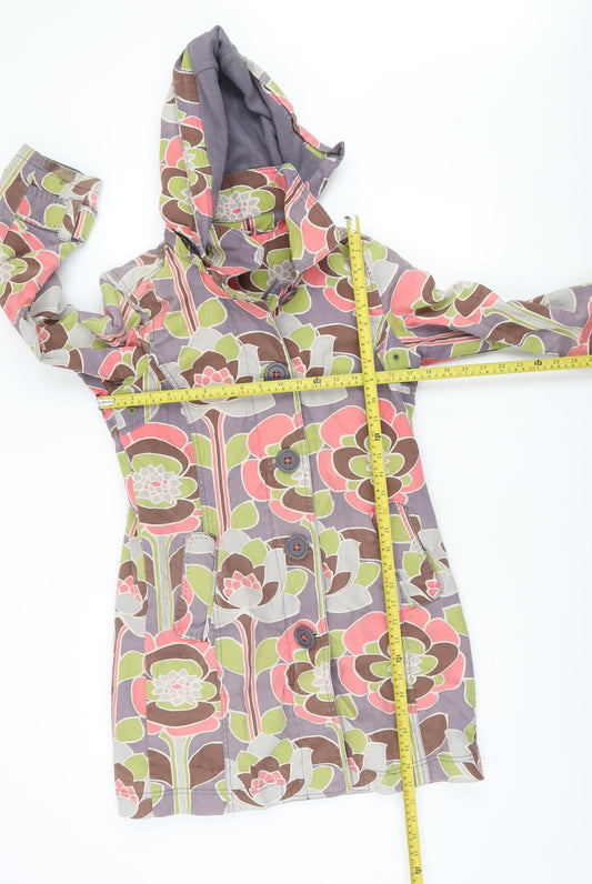 Boden Women’s Multicoloured Floral Hooded Rain Coat UK 8