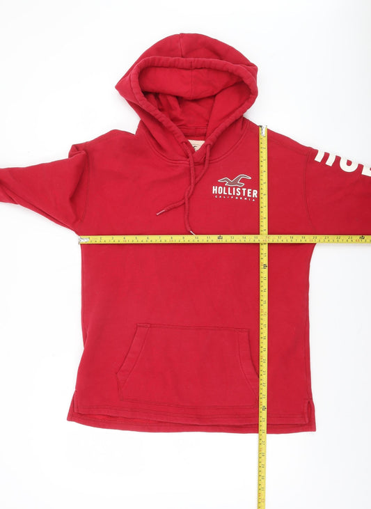 Hollister Women Red XS Pullover Hoodie Cotton Blend Graphic Print