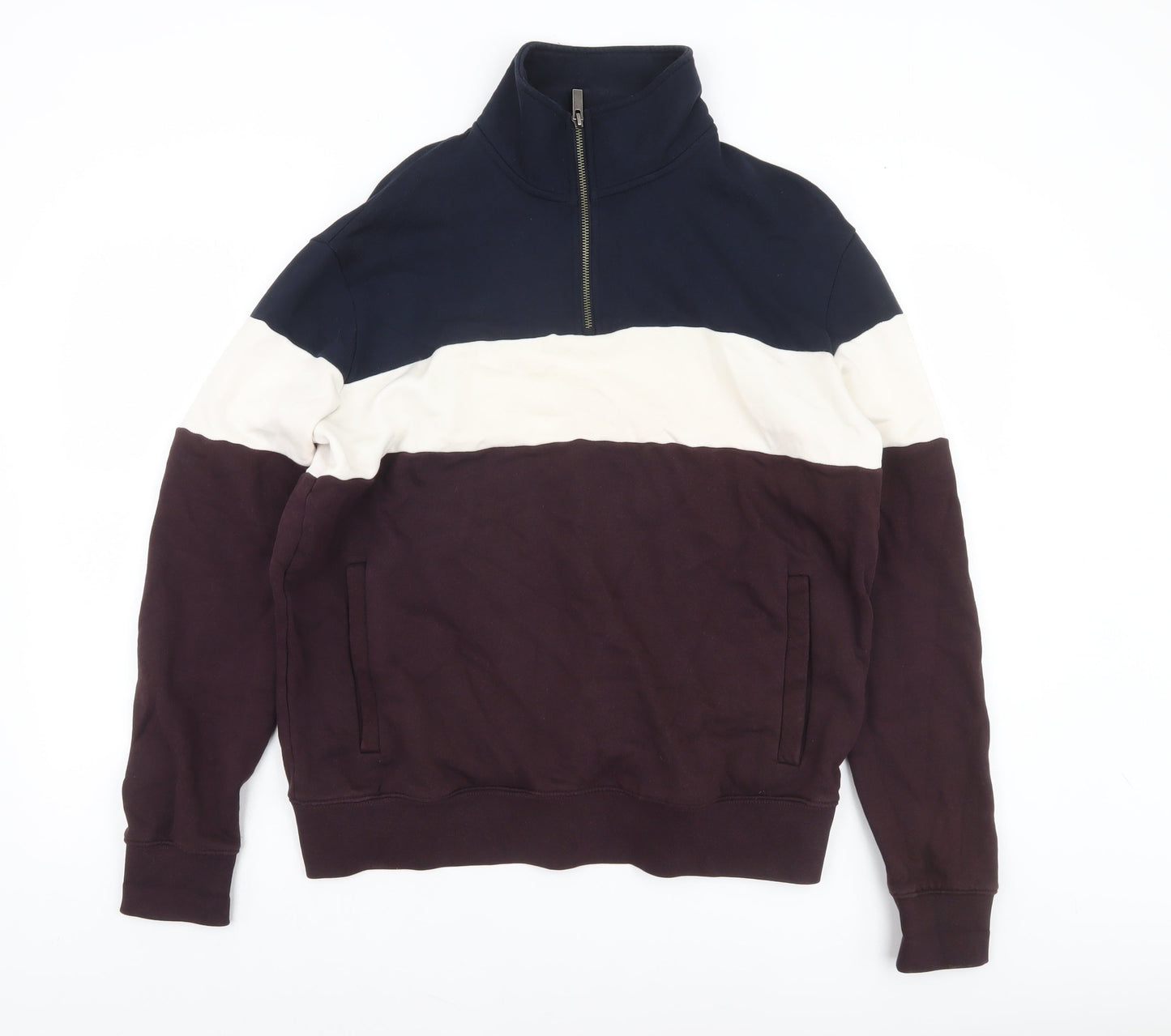 Mens UK Size M Marks and Spencer Multicoloured 1/2 Zip Sweatshirt