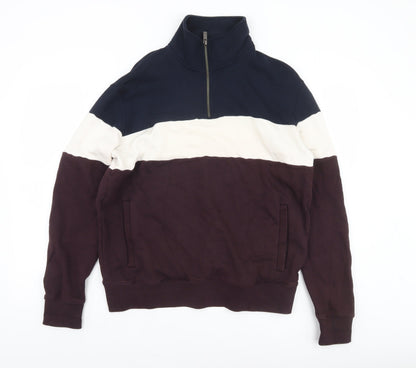 Mens UK Size M Marks and Spencer Multicoloured 1/2 Zip Sweatshirt