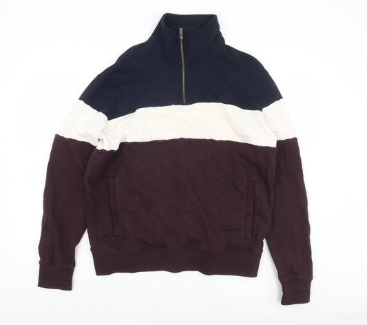Mens UK Size M Marks and Spencer Multicoloured 1/2 Zip Sweatshirt