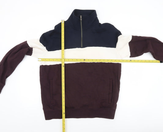 Mens UK Size M Marks and Spencer Multicoloured 1/2 Zip Sweatshirt