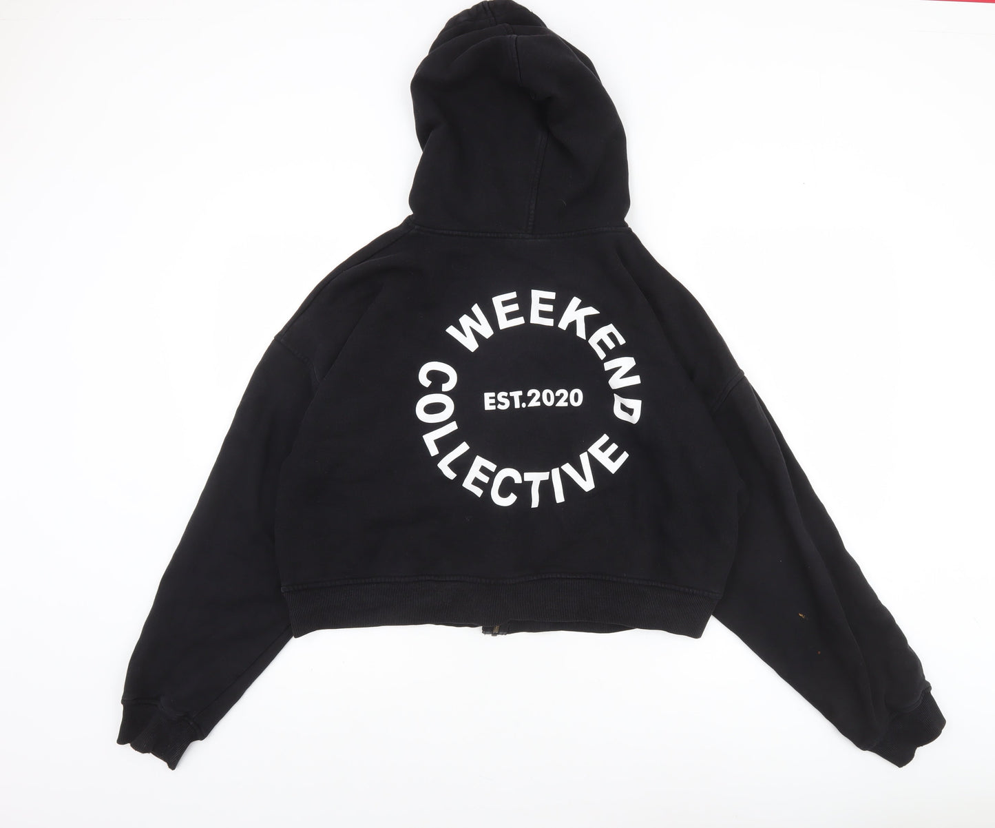 Womens UK Size 12 ASOS Black Full Zip Hoodie