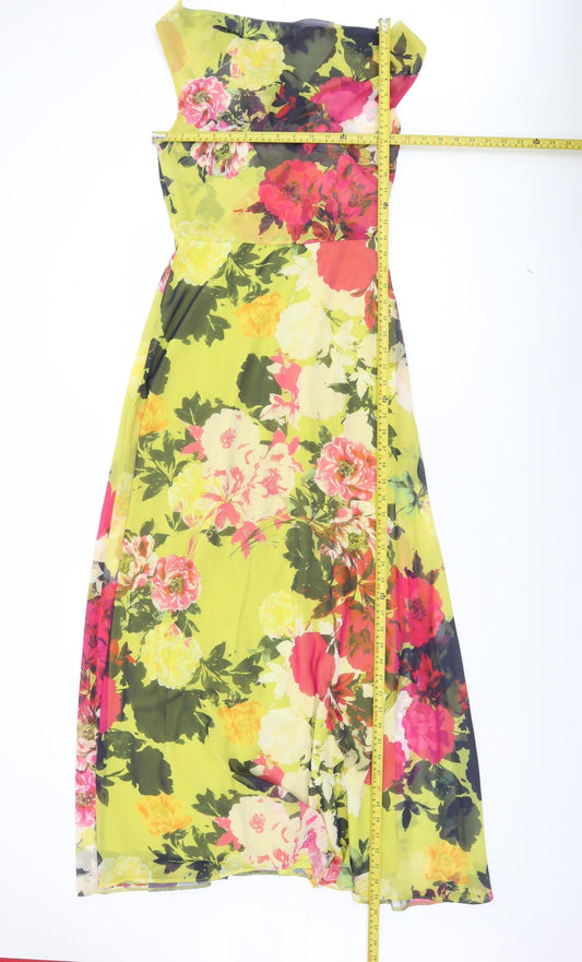 Dorothy Perkins Women’s Multicoloured Floral Maxi Dress Size 8 Sleeveless Off Shoulder