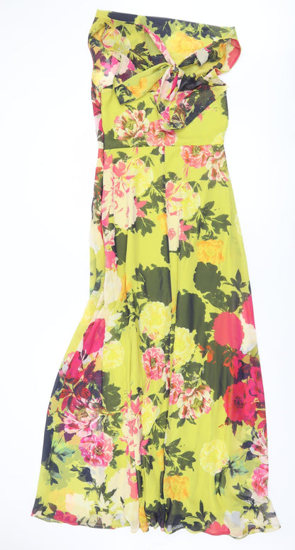 Dorothy Perkins Women’s Multicoloured Floral Maxi Dress Size 8 Sleeveless Off Shoulder