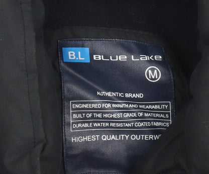 Mens UK Size M Blue Lake Black Puffer Jacket