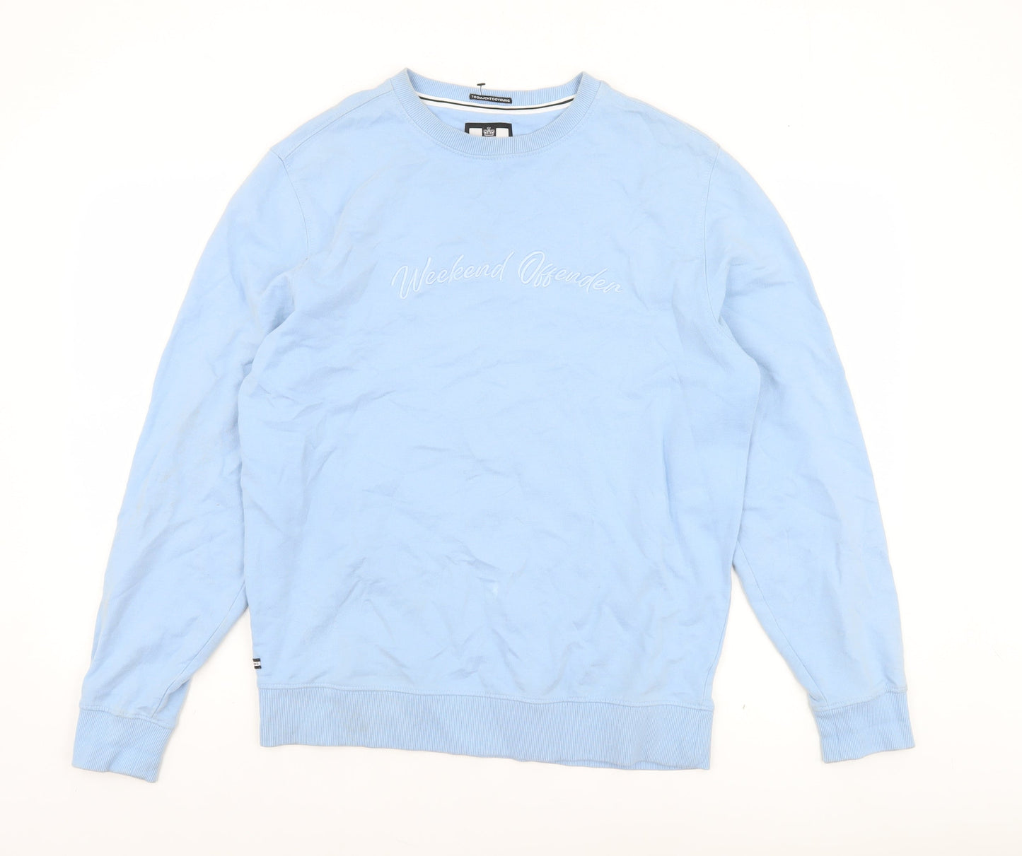 Weekend Offender Men's Blue Cotton Crew Neck Sweatshirt M
