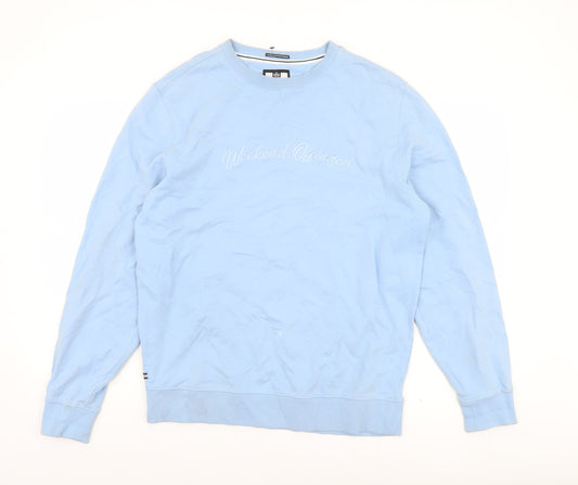 Weekend Offender Men's Blue Cotton Crew Neck Sweatshirt M