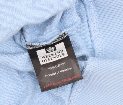 Weekend Offender Men's Blue Cotton Crew Neck Sweatshirt M