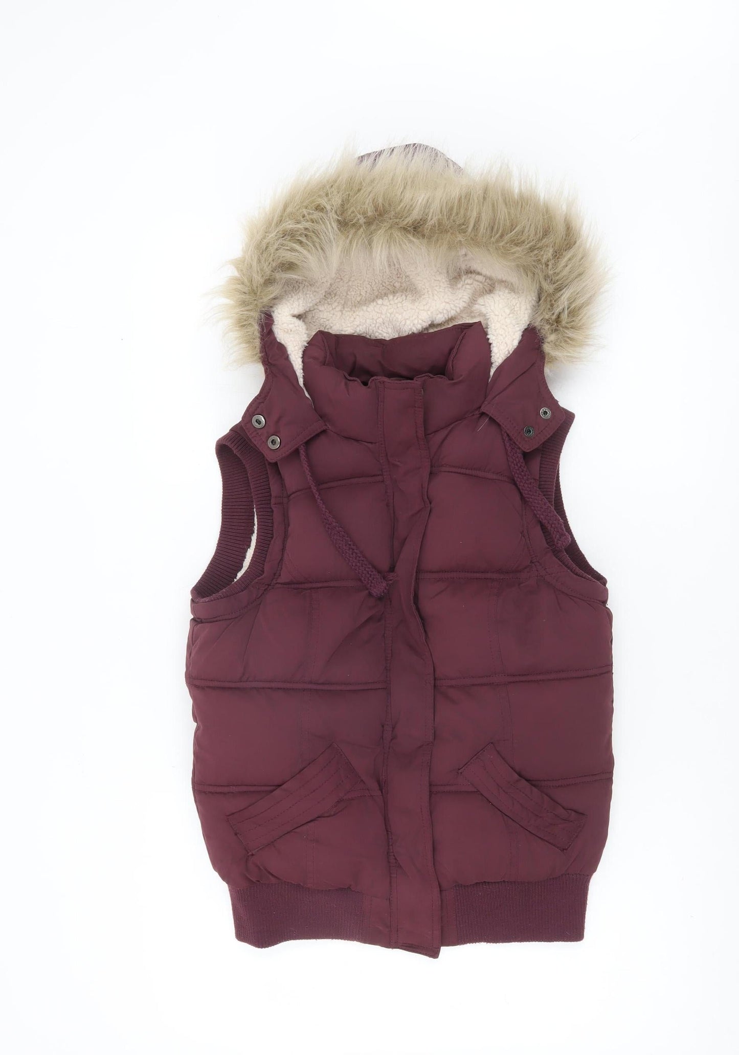 New Look Women’s Purple Puffer Hooded Waistcoat Size 10