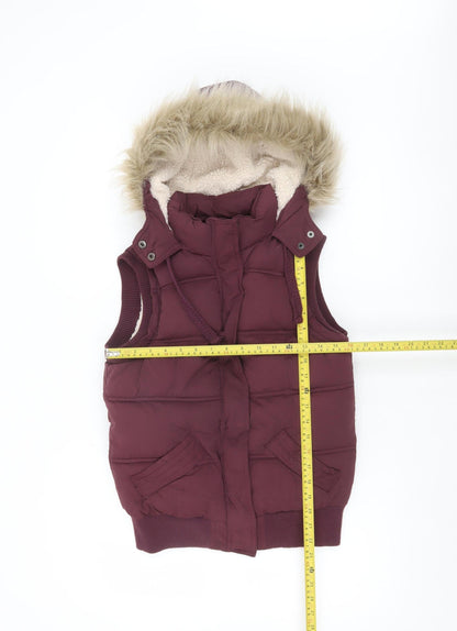 New Look Women’s Purple Puffer Hooded Waistcoat Size 10