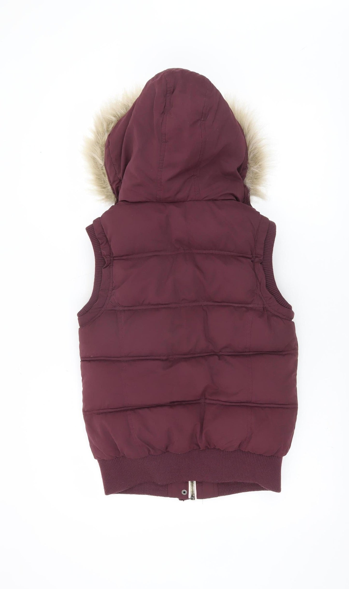 New Look Women’s Purple Puffer Hooded Waistcoat Size 10