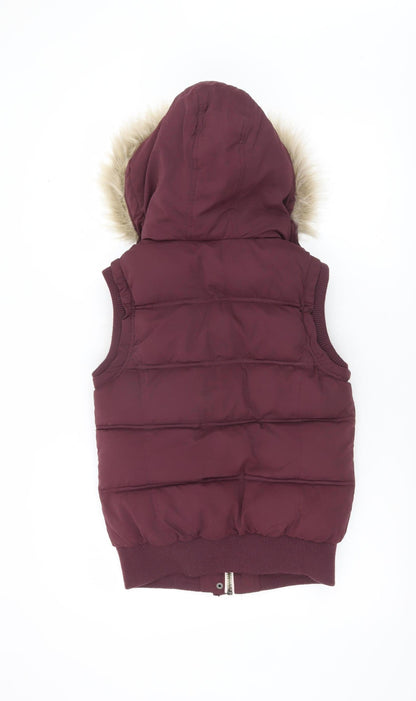 New Look Women’s Purple Puffer Hooded Waistcoat Size 10