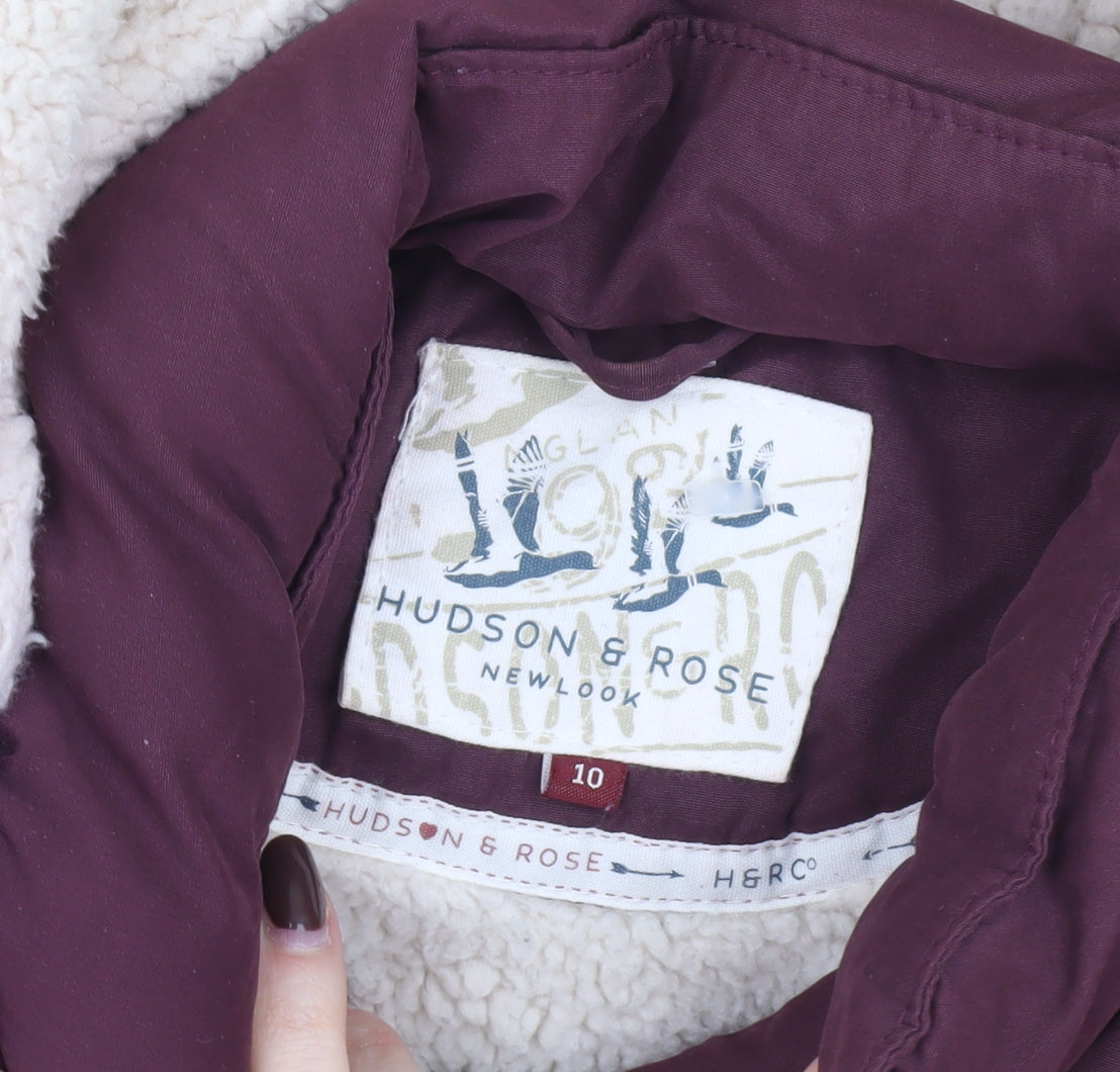 New Look Women’s Purple Puffer Hooded Waistcoat Size 10