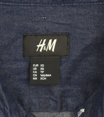 H&M Men’s Blue Cotton Short Sleeve Button-Up Shirt XS