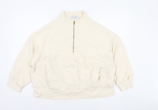 Primark Women’s Beige 1/4 Zip Pullover Sweatshirt Size 2XL Cotton Blend