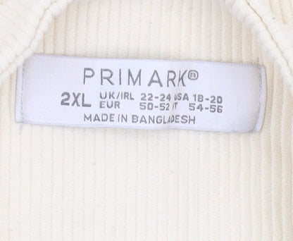 Primark Women’s Beige 1/4 Zip Pullover Sweatshirt Size 2XL Cotton Blend