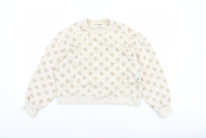Womens UK Size XS Pull & Bear Beige Pullover Sweatshirt