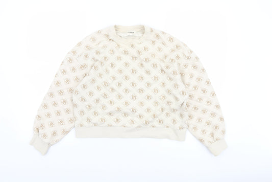 Womens UK Size XS Pull & Bear Beige Pullover Sweatshirt