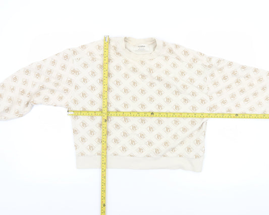 Womens UK Size XS Pull & Bear Beige Pullover Sweatshirt