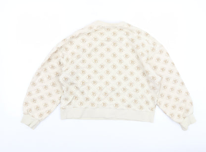 Womens UK Size XS Pull & Bear Beige Pullover Sweatshirt