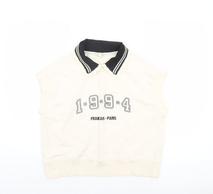 Womens UK Size XS River Island Ivory Cropped T-Shirt