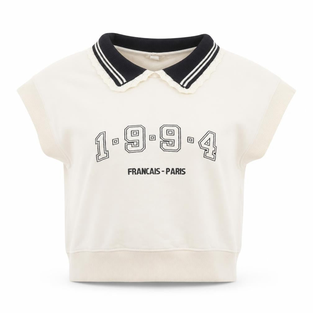 Womens UK Size XS River Island Ivory Cropped T-Shirt