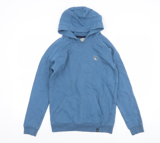 Boys UK Size 12-13 Years Penguin Blue Pullover Hoodie